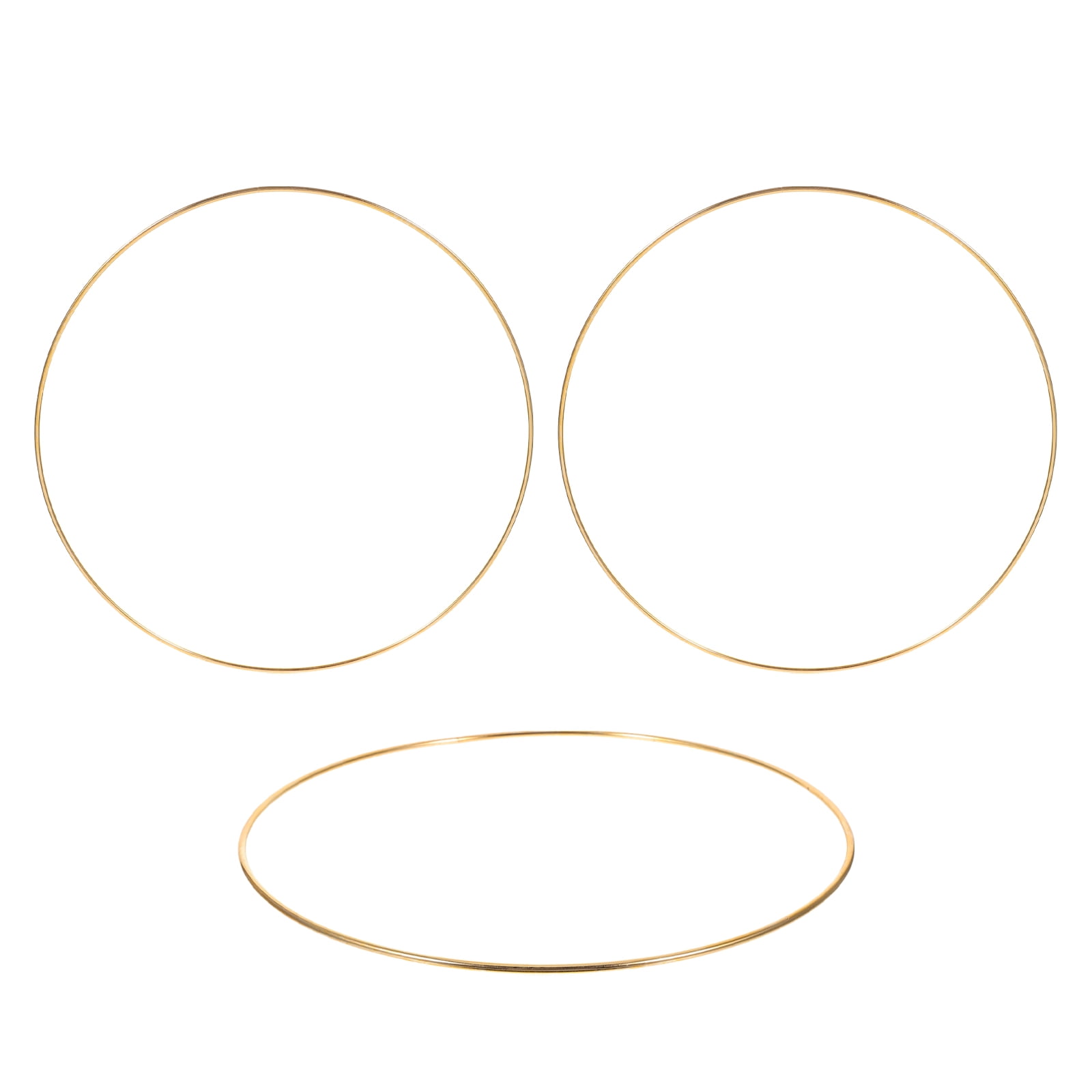PAMINGONO 3Pcs Round Plated Gold Iron Wreath Rings for Craft Supplies Dream Catcher Macrame Floral Hanging Hoops