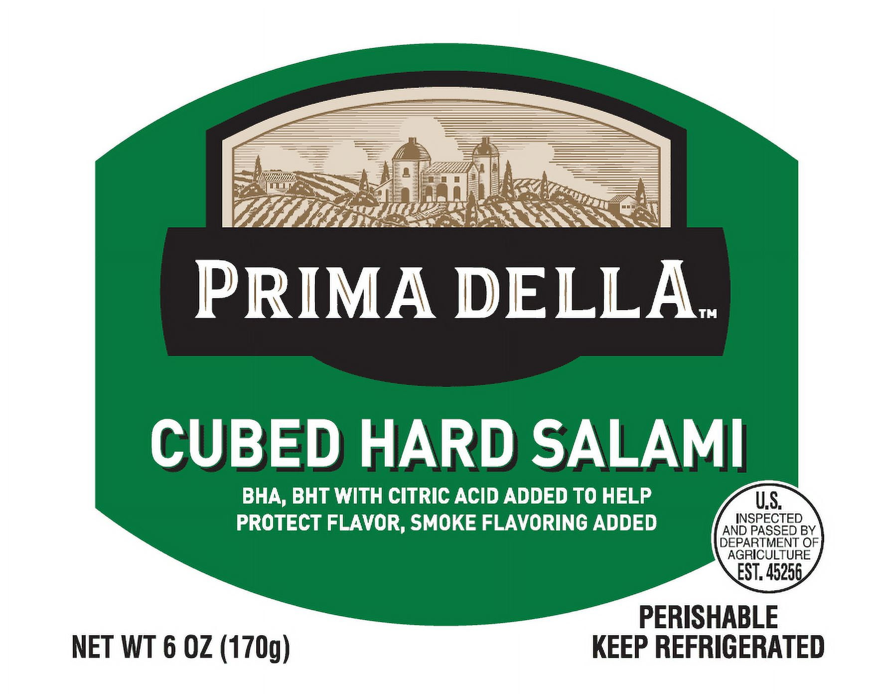 Prima Della Cubed Hard Salami, Serving Size 1oz, 6g Protein per Serving, 6oz Plastic Cup (Cubed, Refrigerated)
