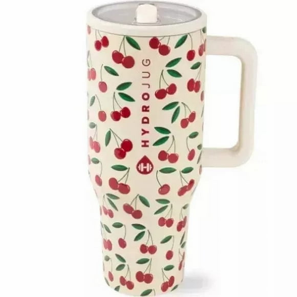 Hydro Jug 32oz Insulated Water Bottle with Handle & Leak-Proof Flip Lid – Travel Tumbler for Women(cherry)