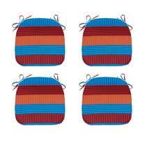 FBTS Prime 16x17 inch All-Weather Red and Blue Stripe Outdoor Seat Pads, Pack of 4