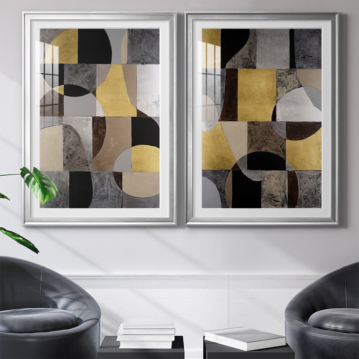 Wexford Home Neutral Framework I Premium Framed Print, 26.5" x 36.5" - Ready to Hang, Silver (Set of 2)