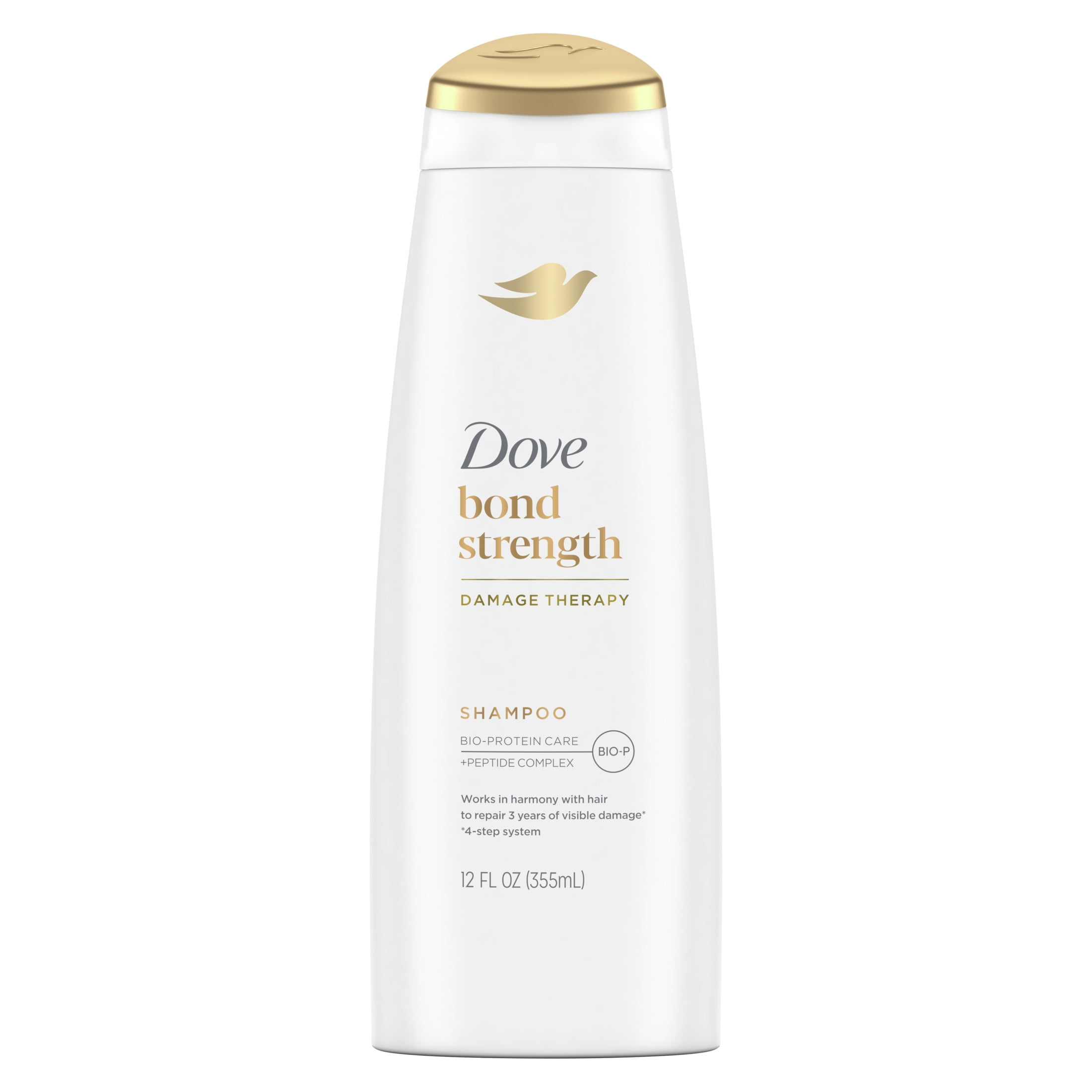 Dove Shampoo for Chemically Damaged Hair Bond Strength with Bio-Protein Care Technology and Peptide Complex, 12 Fl Oz