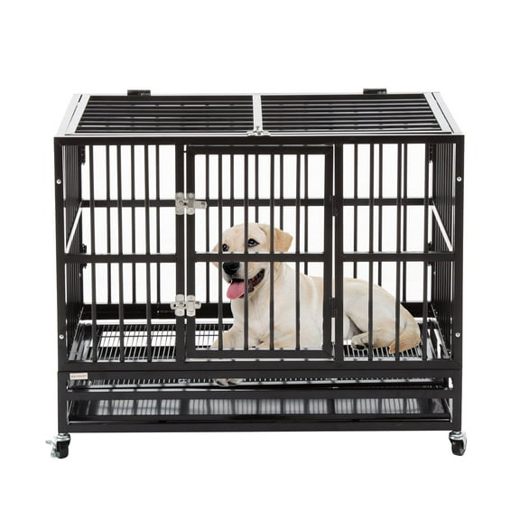 Walnest 37" Medium Heavy Duty Dog Cage Crate Kennel Metal Pet Playpen Portable w/ Tray