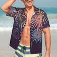 thumbnail image 4 of Uemuo Fireworks2 Printed Regular Fit Short Sleeve Casual Hawaiian Shirt for Men,Aloha shirt,Tropical shirt,Floral print shirt,Vacation Beach shirt-3X-Large, 4 of 9