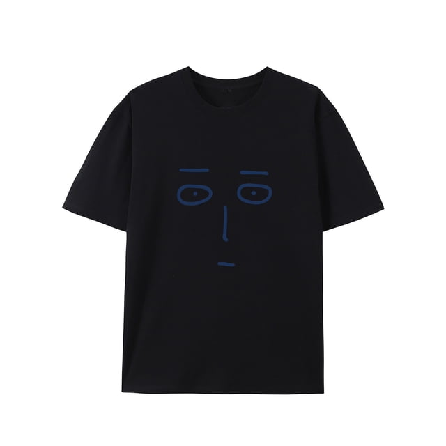 Expressionless With A Cold Face Print Simple Slim Fit Pure Cotton Short-sleeved, Simple Cotton T-shirt For Summer, Men's Round Neck Short-sleeved T-shirt Casual Casual Comfortable Lightweight Top