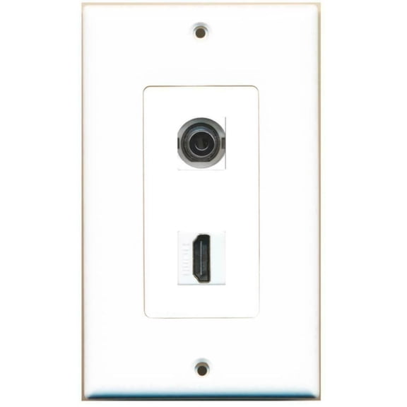 Ultra Spec Cables 1 3.5mm Audio / Headphone Jack and 1 HDMI Port Wall Plate