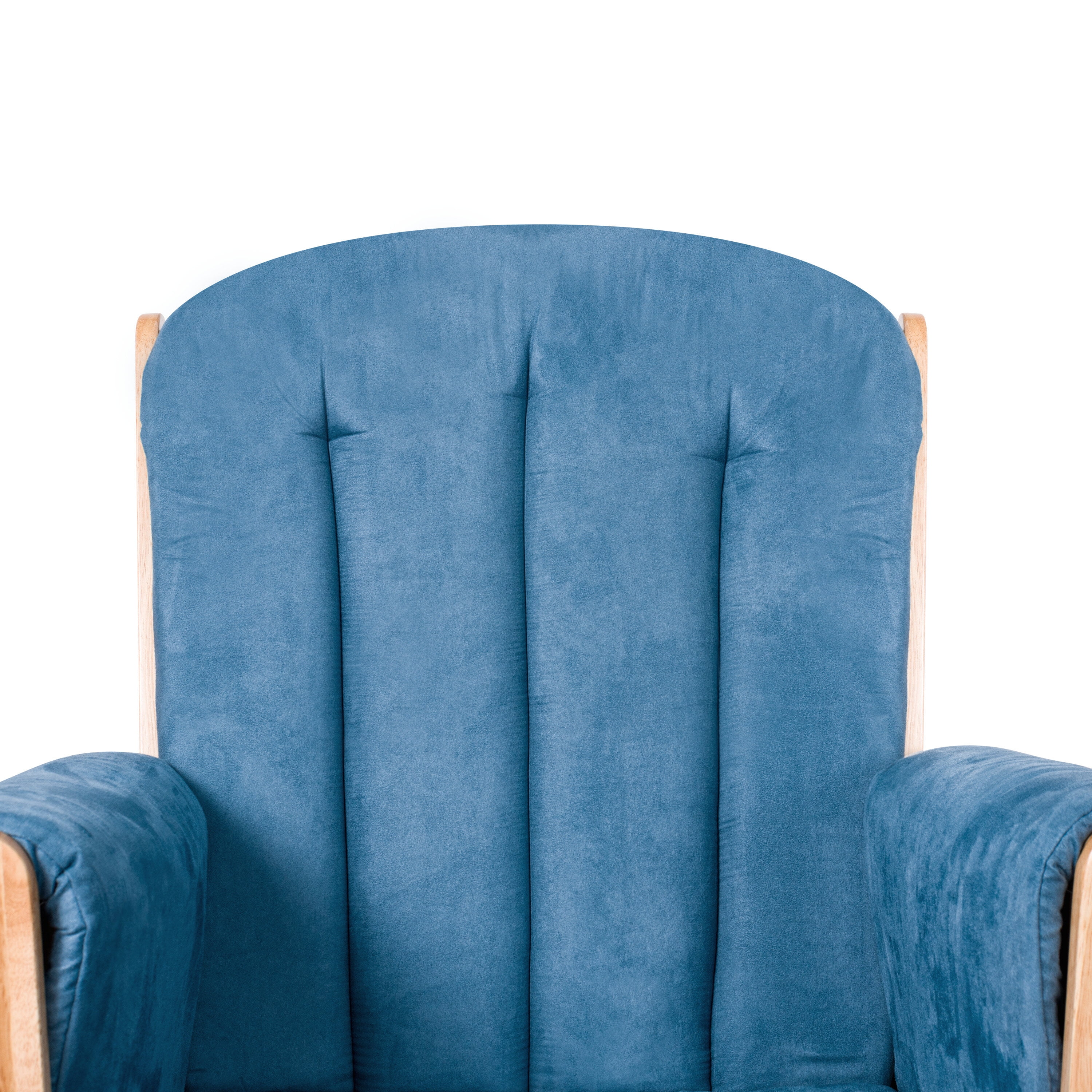 Foundations SafeRocker Swivel Glider Rocker with Wood Skirt, Removable Microfiber Cushions, Blue