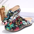 thumbnail image 6 of ZACPNCV Women's Floral Embroidered Closed Toe Mule Wedge Slippers Trendy Thick Sole Comfort Casual Fall Winter, 6 of 7