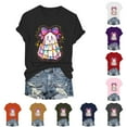 thumbnail image 4 of felwors Halloween women's shirt 2025 cute ghost cotton shirt autumn pumpkin T-shirt round neck pattern T-shirt casual short sleeved top Pink, XXXL, 4 of 8
