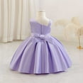 thumbnail image 4 of Delliss Girls Stylish Bow Solid Color Pleated Sleeveless Dress Vacation Comfy Dress Purple 4 Years, 4 of 6