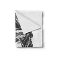 thumbnail image 2 of Gorilla Soft Flannel Fleece Blanket, Pattern of Vintage Style Serious Biker Orangutan Head with Goggles and Tools, Cozy Plush for Indoor and Outdoor Use, 70" x 90", Dark Grey White, by Ambesonne, 2 of 5