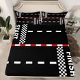 thumbnail image 2 of Homewish Sport Car Track Queen Sheet Sets,Speed Extreme Theme Flat Sheet,Black White Checkered Queen Fitted Sheet For Boy,Breathable Home Decor,4 Pieces, 2 of 7
