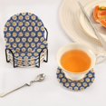 thumbnail image 3 of Yayeee 6 PCS Drink Coasters with Holder Set Woven Absorbent Round Tabletop Hot Pad, Elegant Daisy Pattern, 3 of 7
