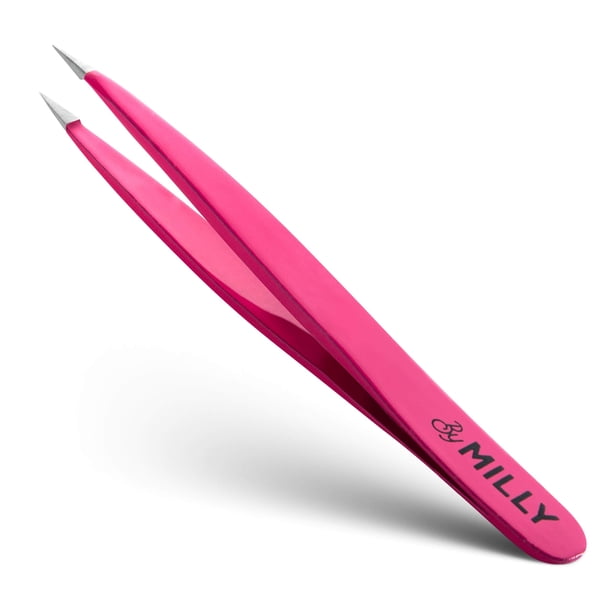 Pinzas de acero inoxidable con alto contenido de carbono de MILLY Pointezer, color rosa