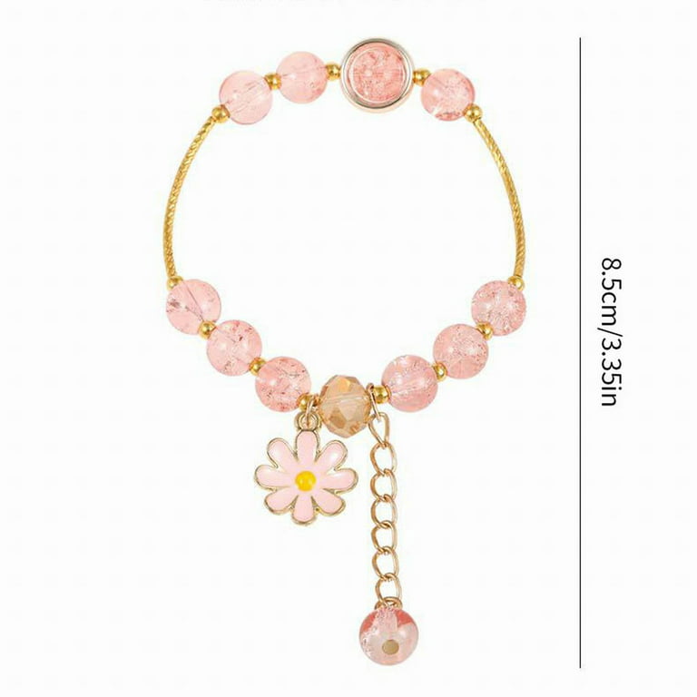 Harajuku Y2K Sweet Shiny Rhinestone Star Elastic Bracelets Set Handmade  Flower Tassel Beads Bracelet for Women Lover Accessories