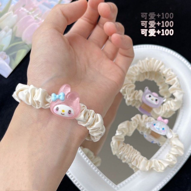 Jelly Transparent Sanrio Hair Loop Cute Japanese and Korean Ins Student Kulomi Sweet Hair Rope Large Intestine Hair Loop Headwear
