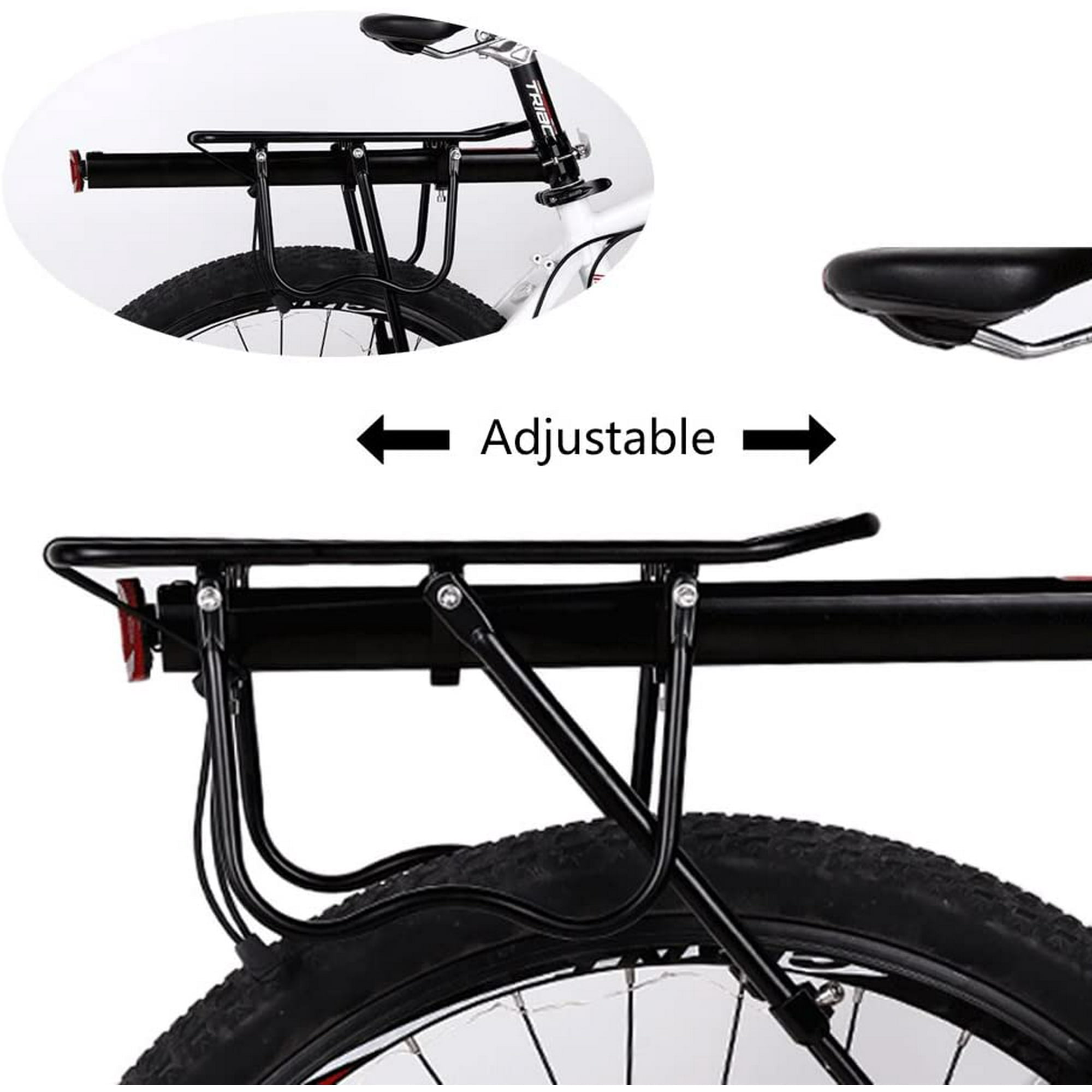 Zdew Mountain Bike Luggage Rack Adjustable Bike Rack Aluminum Alloy Quick Installation Black