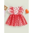 thumbnail image 2 of xiaxaixu Robe Patchwork en Maille pour Tout-Petite Fille, Robe Trapèze à Manches Courtes à Col Rond avec Imprimé Cœur et Coutures pour la Saint-Valentin, 2 of 8