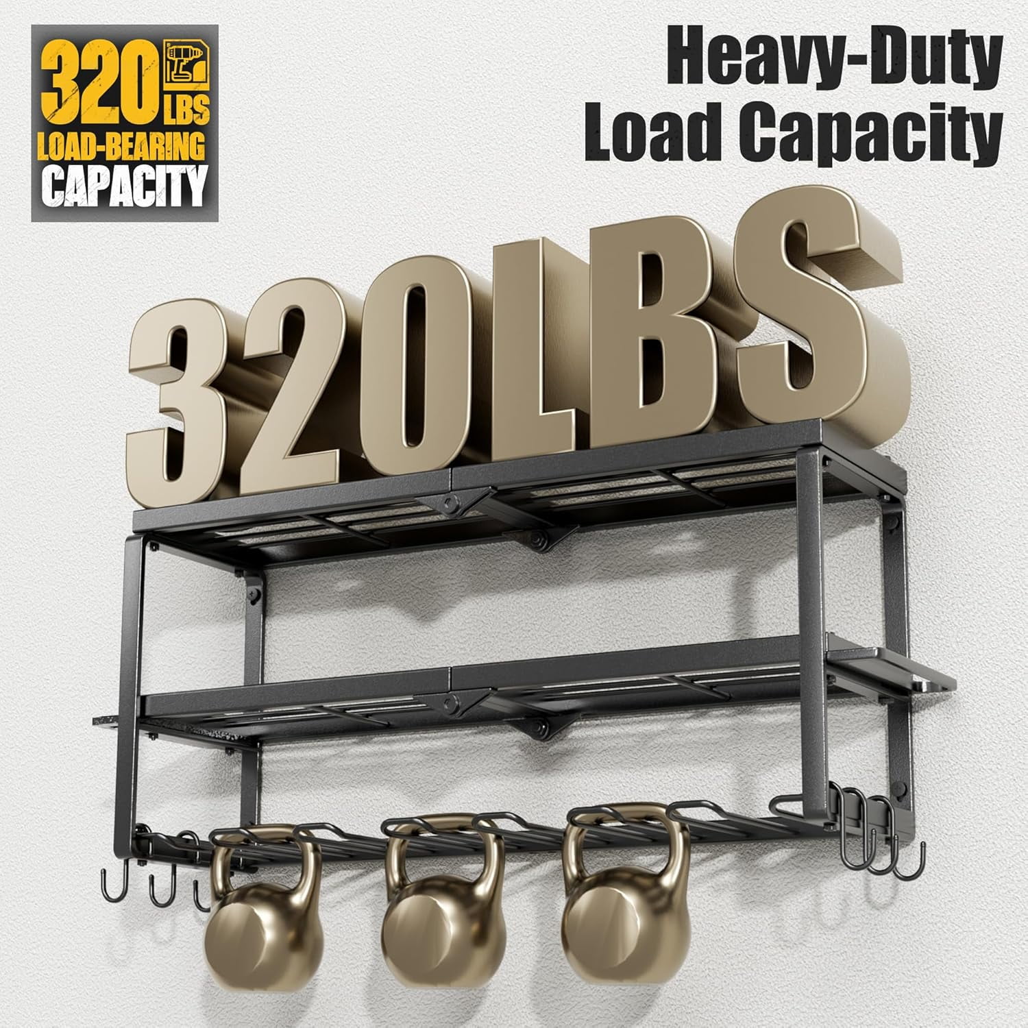 Heavy Duty Power Tool Organizer with 7 Drill Holders for Garage Workshop Storage