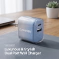 thumbnail image 3 of Powertek Frosty 20W USB-C PD + USB-A Dual Port Wall Charger, Blue, 3 of 7