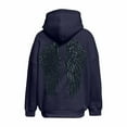 thumbnail image 4 of JHHLSF Women's casual Hoodies Sweatshirts Sparkly Angel Wings Design Pullover Unisex Adult Long Sleeve Hoodie with Drawstring Pocket Navy,2XL, 4 of 7