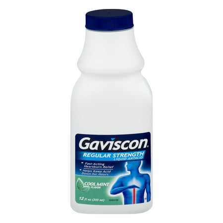 Gaviscon Regular Strength Cool Mint Liquid Antacid for Fast-Acting Heartburn Relief, 12