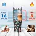 thumbnail image 4 of 40oz Watercolor Cactus Succulents Stainless Steel Flip Straw Tumbler Spill Proof Travel Cup Double Wall Vacuum Insulated Coffee Mug with Top Handle, 4 of 6