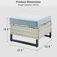 thumbnail image 4 of Bellefurn Outdoor Ottomans for Patio Set of 2,PE Wicker Steel Frame Outdoor Foot Rest with Removable Cushions for Patio Furniture Sets All Weather Rattan Footstool Ottoman for Balcony Backyard, 4 of 6