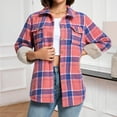 thumbnail image 5 of Checkered Print Blouses Womens Lapel Long Sleeve Shirts Tops Button Open-Front Plaid Printed Sweatshirt Pockets Fall Casual Trendy Sweatshirt Tops 2025, 5 of 7