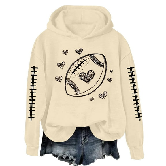 Bovemsi Sweatshirt for Women Heart Football Graphic Hoodies Fall Long Sleeve Pullover Tops Mom Camo Hoodie