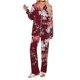 thumbnail image 2 of Puntoco Conjunto de pijama cómodo para mujer, conjunto de pijama informal de moda con bolsillos estampados, manga larga, cintura elástica, pantalones, 2 of 4