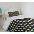 thumbnail image 4 of Ambesonne Owls Quilted Bedspread Set 2 Pcs, Funny Confused Serious, Twin Size, Black Multicolor, 4 of 6