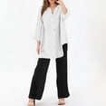 thumbnail image 2 of Conjuntos de 2 piezas para mujer: blusa de pierna ancha y pantalones elásticos. Camisa informal con cuello en V y bolsillos. Ropa urbana para todas las estaciones., 2 of 6