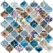 STICKGOO Arabesque Tile Peel and Stick Backsplash, 12”X12” Self Adhesive Wall Tiles (Pack of 10, Thicker Design) (Multi)