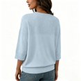 thumbnail image 5 of Breezora Women's Summer Casual Knit Tops 3/4 Sleeve Crew Neck Lightweight Ribbed Pullover Sweater For Weekend Outing, 5 of 7