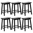 thumbnail image 1 of PJ Wood Classic Saddle-Seat 24" Kitchen Counter Stools, Black (Set of 6), 1 of 11