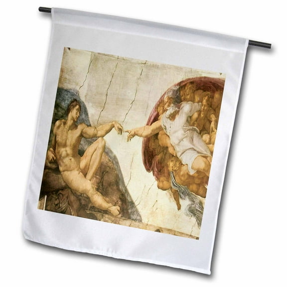 3dRose, Creation of Adam by Michelangelo Buonarroti, 12 x 18 inch Garden Flag