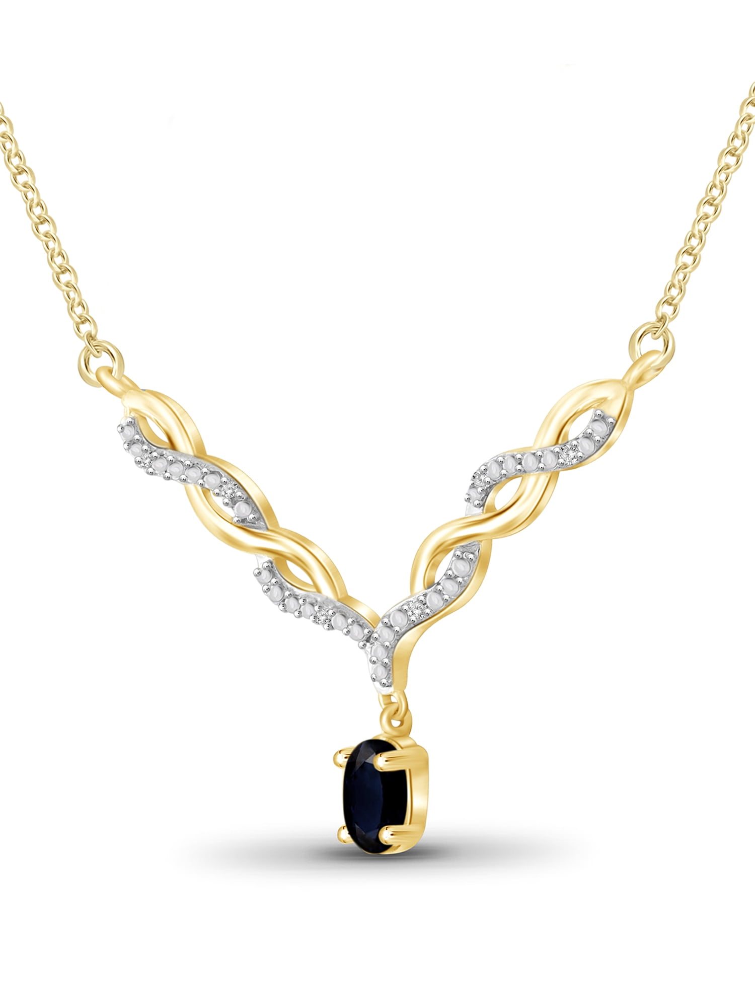 0.67 Carat T.G.W. Sapphire Gemstone and Accent White Diamond Women's Pendant