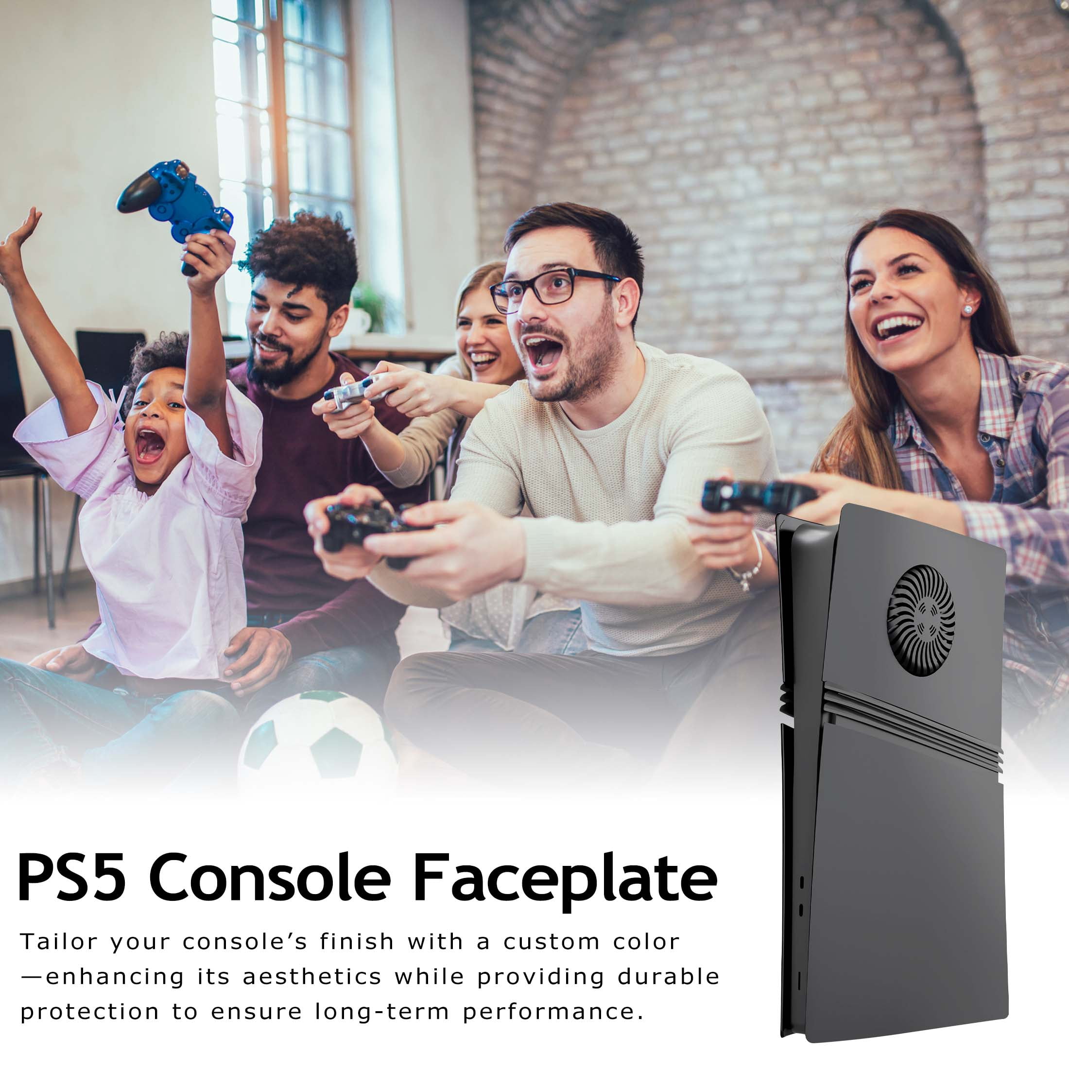 Faceplate for PS5 Pro Console with Cooling Vent & Dust Filter, Cover Plate Replacement (Digital Edition, Black)