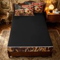 thumbnail image 4 of Erosebridal Vintage Deer Mallard Duck Zipper Twin Comforter Sets with Fitted Sheet and 2 Pillowcases for Boys Men, Rustic US Flag Zipper Bedding Set, Black Reversible, 4-Piece, 4 of 7