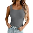 thumbnail image 2 of Yteetum Women's Tank Tops with Build in Bra Padded Summer Square Neck Sleeveless Shirts Casual Solid Lightwieght Comfy Layering Tanks, 2 of 8