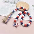 thumbnail image 3 of BSJJY Independence Day Decorations Wood Bead Garland, 4th of July Memorial Day Decor American Flag Pendant Tassel Natural Wood Bead Garland Set with Tassels for Home Decor, 3 of 3