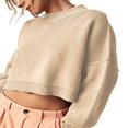 thumbnail image 2 of Pulls pour Femmes Décontractés à Manches Longues Col Rond Tricoté Côtelé Pull Rayé Blouse, 2 of 4