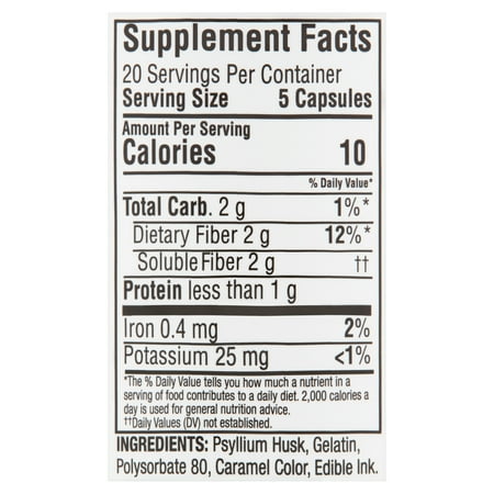 Equate Daily Fiber Psyllium Fiber Capsules, 100 Count