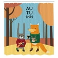 thumbnail image 2 of Ambesonne Fox Shower Curtain, Animals in Sweaters with Coffee, 69"Wx70"L, Dark Peach and Hunter Green, 2 of 4