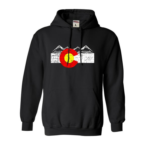 Adult Distressed Colorado Flag Rocky Mountains Sweatshirt Hoodie