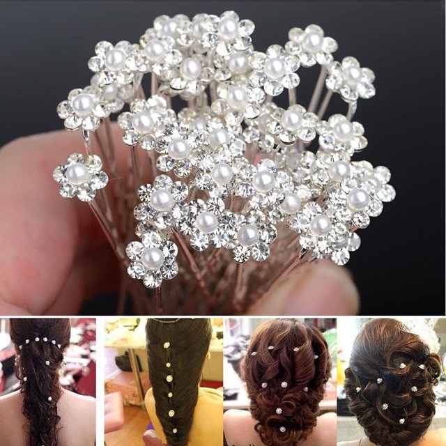 Paquete de 20 horquillas con flores de perlas color blancoVenta caliente LAZADA ANGGREK Otros
