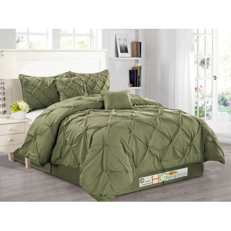 6 Pc Diamond Ruched Pinched Pleated Ruffled Pintuck Comforter Set