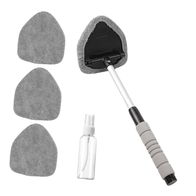 davian Windshield Cleaner Auto Windshield Cleaning Tool with Microfiber Pads Extendable Rod Car Interior Window Detailing Cleaning Kit Suitable for Mirrors S gray Microfiber Pad