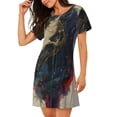 thumbnail image 2 of Yiaed Colorful Ink Cute Horse Print Women's Loose-Fit Short Sleeve Nightgown, Soft and Comfortable Sleep Dress for Relaxation and Sleepwear, 2 of 6